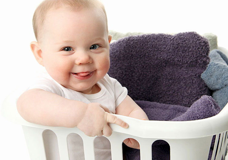 Baby in a Laundry Basket